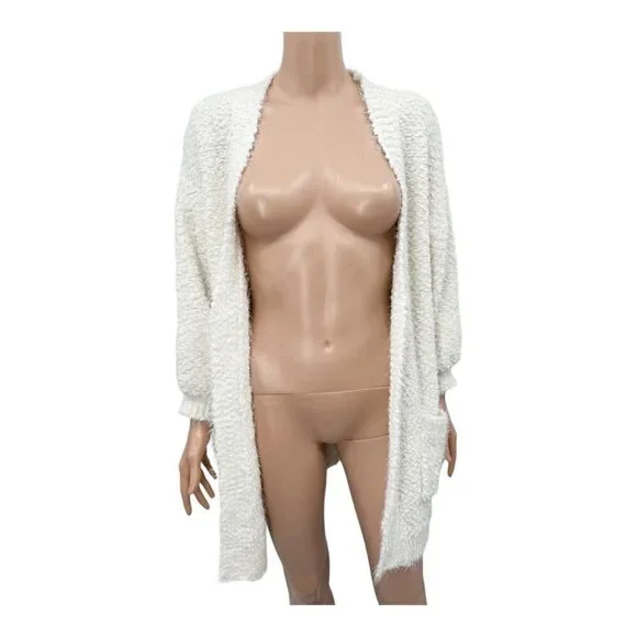 FRNCH Paris Popcorn Eyelash Soft Open Front Long Cardigan NWT - Picture 2 of 7